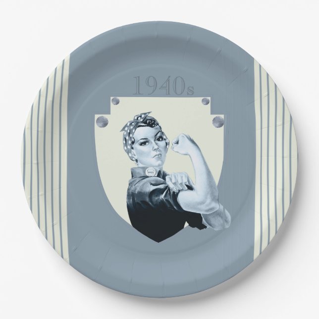 1040er Vintage Retrokriegsfrau Pappteller (Vorderseite)