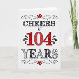104. Geburtstag Cheers in Red White Black Pattern Karte