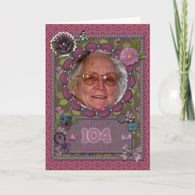 104. Geburtstag Fotokarte Karte (Vorderseite)