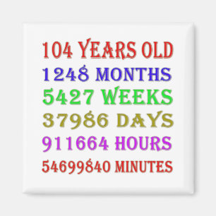 104. Geburtstag - Meilensteine Magnet