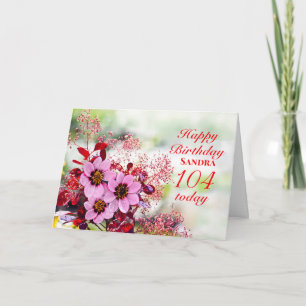 104e anniversaire Fleurs roses Ajouter une carte d