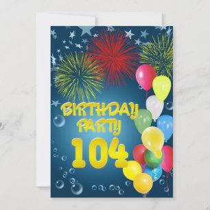 104e fête d'anniversaire Invitation avec ballons