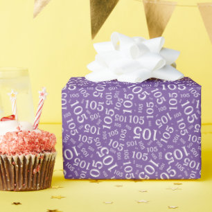 105. Geburtstag Lila/Weiße Zufallszahlen-Muster Geschenkpapier
