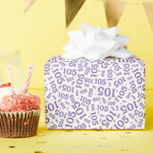 105. Geburtstag Lila/Weiße Zufallszahlen-Muster Geschenkpapier