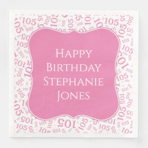 105. Geburtstag Pink/White Random Muster 105 Serviette