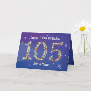 105. Geburtstag - Startnummern - Blau - Alter 105 Karte