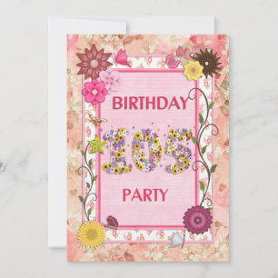 105e anniversaire invitation fête avec cadre fleur