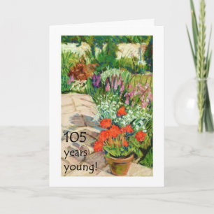 105e carte d'anniversaire - Geraniums rouges