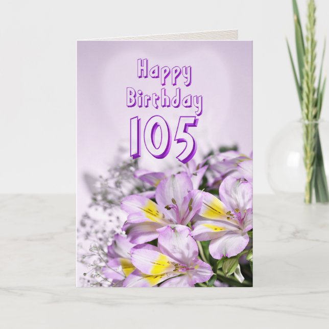 105th Carte d'anniversaire avec des fleurs de lis (Devant)