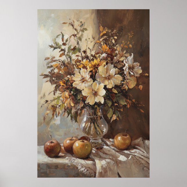 1070 Blume und Äpfel im Herbst Poster (Vorne)