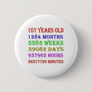 107. Geburtstag - Meilensteine Button