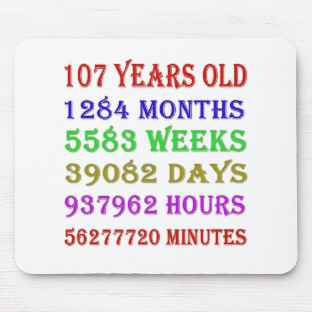 107. Geburtstag - Meilensteine Mousepad (Vorne)