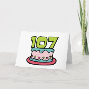 107 Jährig-Geburtstags-Kuchen Karte