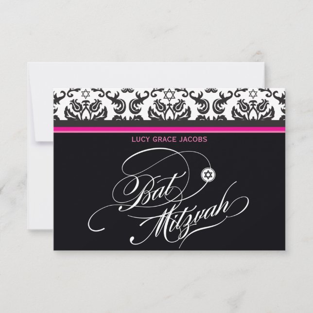 107Jodene - BAT MITZVAH RESPONSE CARDS :: Zeremoni RSVP Karte (Vorderseite)
