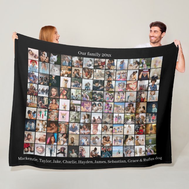 108 Foto Collage und Text Personalisiert DIY Custo Fleecedecke (Beispiel)