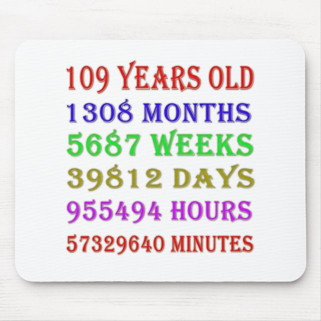 109. Geburtstag - Meilensteine Mousepad (Vorne)