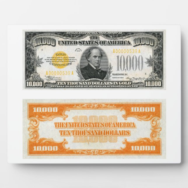 10.000 $ Gold Certificate Bank Note 1934 Fotoplatte (Vorderseite)