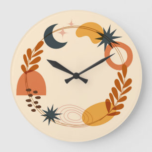 10,75" Boho Illustration Akryllische Runduhr Große Wanduhr