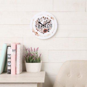 10,75" 'Hallo' Boho-Rund Acryl-Wanduhr  Große Wanduhr