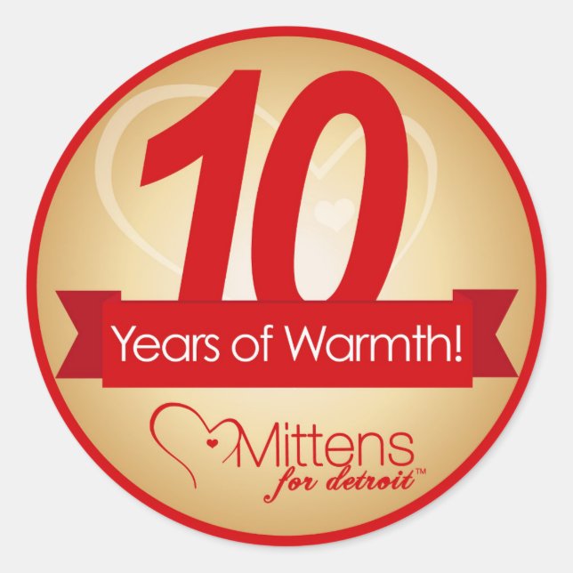 10 ans de chaleur - Mittens pour Sticker Detroit (Devant)