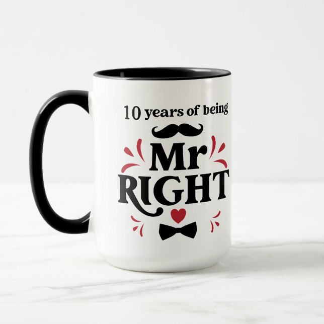 10 ans d'être M. le Mari droit Anniversaire Mug (Gauche)