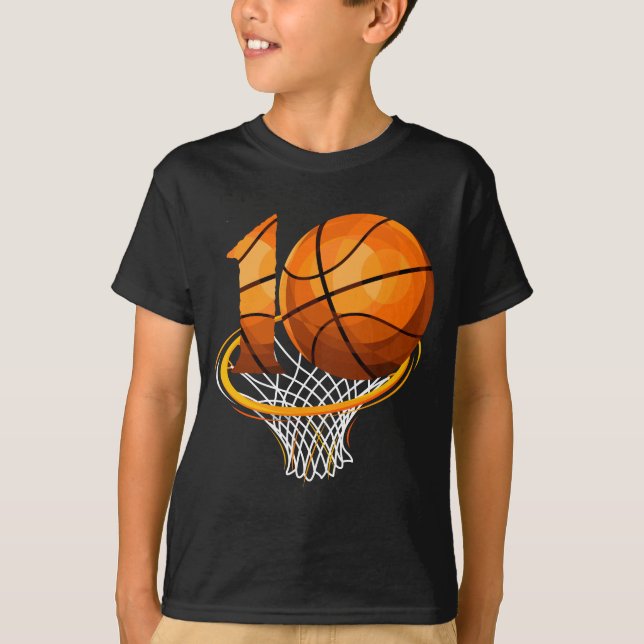 10 Basketball Thema Geburtstagsfeier T-Shirt (Vorderseite)