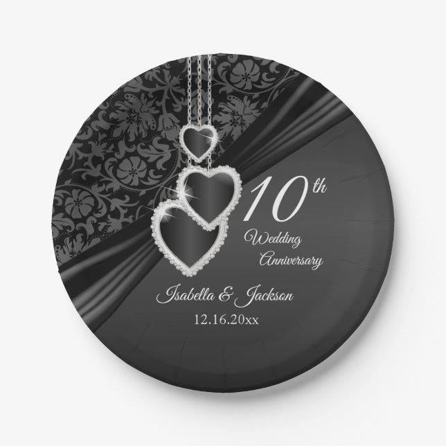 10. Black Onyx Hochzeitspapier-Teller Pappteller (Vorderseite)