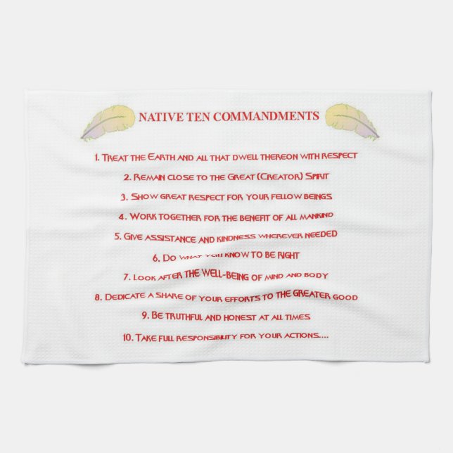 10 Commandements autochtones Serviettes de cuisine (Horizontal)