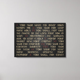 10 commandements sur toile en bois foncé 30" x 20"