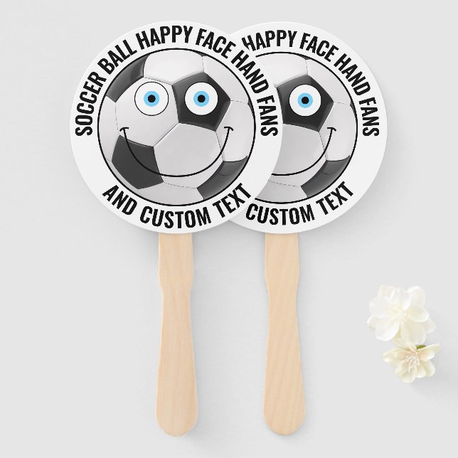 10 Custom Soccer Theme Party BLAUE EYES Happy Face Fächer (Vorne und Hinten)