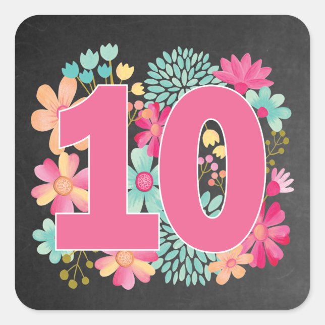 10 Dix Ans Décennie 10e Anniversaire Autocollants  (Devant)