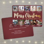 10 Foto Burgundy Frohe Weihnachten Moderne Collage Folien Feiertagskarte<br><div class="desc">Senden Sie stilvolle fröhliche Grüße und teilen Sie 10 Ihrer Lieblingsfotos mit einer individuellen Foto-Collage Bordeaux und Goldfolie-Urlaubskarte. Der gesamte Text auf dieser Vorlage ist einfach zu personalisieren und enthält alle möglichen Formulierungen, wie z. B. Frohe Weihnachten, glückliche Feiertage, Frohe Festtage, Neujahrsjubiläen usw. (IMAGE PLACEMENT TIP: Eine einfache Möglichkeit, ein...</div>