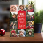 10 Foto Collage Border - Frohe Weihnachtsgrüße Feiertagspostkarte<br><div class="desc">Ein helles und fröhliches Retro-Streifen in Grün und Rot. Verwenden Sie 10 quadratische Fotos und machen Sie einen einzigartigen und trendigen Frohen Weihnachtsgrüßen mit einem Retro-Block-Schriftart mit einer Urlaubsbotschaft. Wenn Sie etwas bewegen möchten,  klicken Sie auf die Schaltfläche Anpassen,  um Änderungen vorzunehmen.</div>