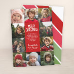 10 Foto Collage Border - Retro Stripe Download Feiertagskarte<br><div class="desc">Ein helles und fröhliches Retro-Streifen in Grün und Rot. Verwenden Sie 10 quadratische Fotos und machen Sie einen einzigartigen und trendigen Frohen Weihnachtsgrüßen mit einem Retro-Script-Schriftart auf der Vorderseite und einem festlichen Line Art Stripe Muster auf der Rückseite. Wenn Sie etwas bewegen möchten, klicken Sie auf die Schaltfläche Anpassen, um...</div>