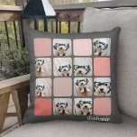 10 Foto Collage - farbiges Gitter mit Skriptnamen Kissen<br><div class="desc">Crop deine Fotos in Quadrate, bevor du sie hochlädst. Verwenden Sie Ihre quadratischen Instagram Fotos für die besten Ergebnisse! UM DEN HINTERGRUND ZU ÄNDERN - klicken Sie auf den Bereich "Anpassen" oder "Erweitert" und wählen eine Farbe im Farbwähler aus. Fügen Sie Ihre Lieblingsfotos und Schnappschüsse zu diesem Film-Streifen hinzu, um...</div>