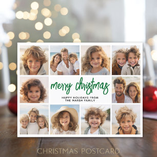 10-Foto-Collage - Frohe Weihnachten Grün