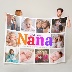10 Foto Collage Liebe Sie Nana Multicfarben Modern Fleecedecke