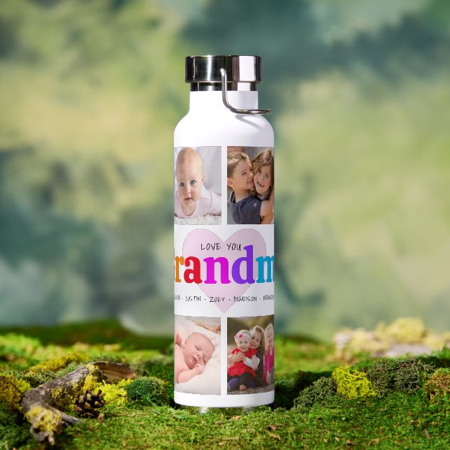 10 Foto Collage Liebe Sie Oma Multicolor Fett Trinkflasche (Außenbereich)