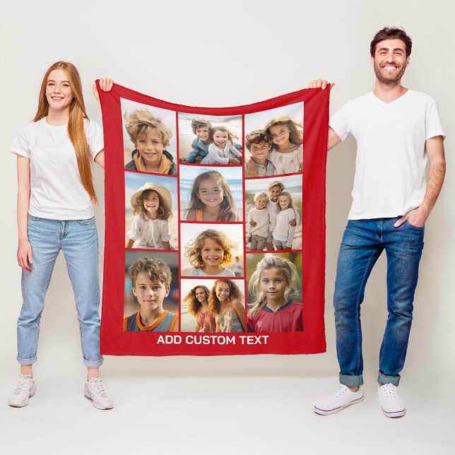 10-Foto-Collage mit einfachem Text Fleecedecke (Beispiel)