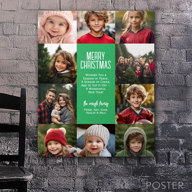 10-Foto-Collage-Rand - Text in der Mitte Merry Poster (Custom Poster)