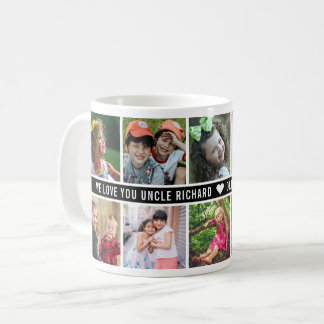 10 Foto-Collage Wir lieben dich Onkel Schwarz-Weiß Kaffeetasse