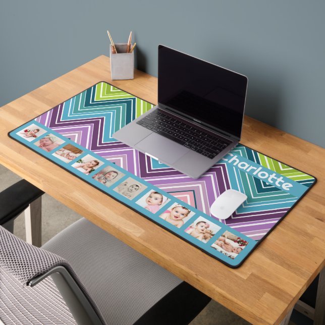 10 Foto Farbiges ZigZag Personalisiert Schreibtischunterlage (Büro 2)