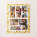 10 Foto Moderne stilvolle Aquarellfarben Blätter N<br><div class="desc">10 Foto Modern Stylish Watercolor Blätter Name Jigsaw Puzzle bietet Ihnen zehn Ihrer Lieblingsfotos für eine einfache und schnelle Aufnahme Ihrer eigenen Foto Collage. Personalisieren Sie mit Ihrem Namen und umgeben von einem einfachen Muster von Aquarellfarben-Herbstlauben. Macht ein perfektes Geschenk für Weihnachten, Geburtstage, Muttertag, Schwestern, beste Freunde und mehr. Entworfen...</div>