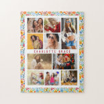 10 Foto Moderne Trendy Floral Stilvoller Name<br><div class="desc">Das 10 Foto Modern Trendy Floral Stylish Name Jigsaw Puzzle enthält zehn Ihrer Lieblingsfotos für eine einfache und schnelle Aufnahme Ihres eigenen Fotos. Personalisieren Sie sich mit Ihrem Namen und umgeben von einem bunten Blumenmuster. Macht ein perfektes Geschenk für Weihnachten, Geburtstage, Muttertag, Schwestern, beste Freunde und mehr. Entworfen von ©...</div>