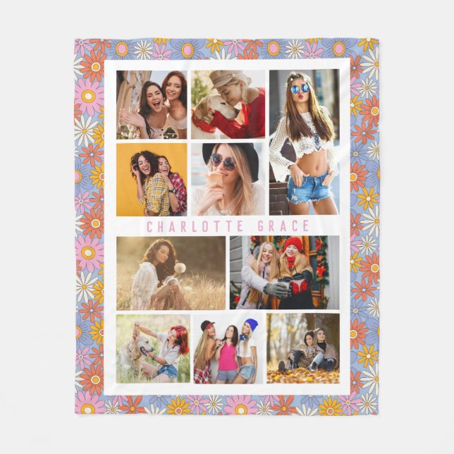 10 Foto Moderne Trendy Hippie Floral Stilvoller Na Fleecedecke (Vorderseite)