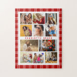 10 Foto Moderne Trendy Red Kariert Stylish Name<br><div class="desc">10 Foto Modern Trendy Red Kariert Stylish Name Jigsaw Puzzles bietet Ihnen 10 Ihrer Lieblingsfotos für eine einfache und schnelle Aufnahme Ihrer eigenen Foto-Collage. Personalisieren Sie mit Ihrem Namen und umgeben von einem roten karierten Muster. Macht ein perfektes Geschenk für Weihnachten, Geburtstage, Muttertag, Schwestern, beste Freunde und mehr. Entworfen von...</div>