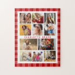 10 Foto Moderne Trendy Red Kariert Stylish Name<br><div class="desc">10 Foto Modern Trendy Red Kariert Stylish Name Jigsaw Puzzles bietet Ihnen 10 Ihrer Lieblingsfotos für eine einfache und schnelle Aufnahme Ihrer eigenen Foto-Collage. Personalisieren Sie mit Ihrem Namen und umgeben von einem roten karierten Muster. Macht ein perfektes Geschenk für Weihnachten, Geburtstage, Muttertag, Schwestern, beste Freunde und mehr. Entworfen von...</div>