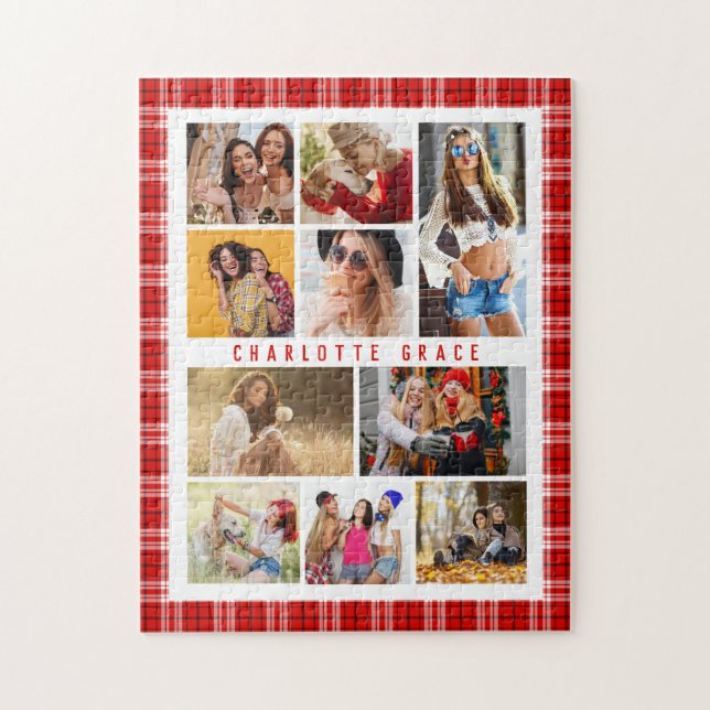 10 Foto Moderne Trendy Red Kariert Stylish Name (Vertikal)
