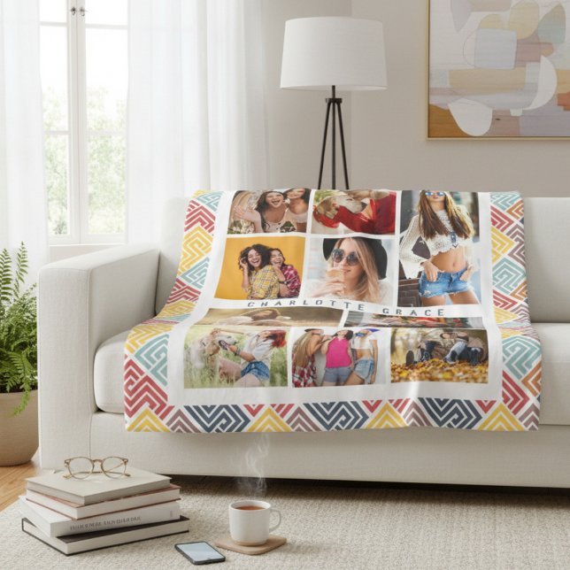 10 Foto Moderner farbiger Abstrakter geometrischer Fleecedecke (Von Creator hochgeladen)