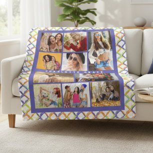 10 Foto Trendy Modern Colorful Geometric Name Fleecedecke